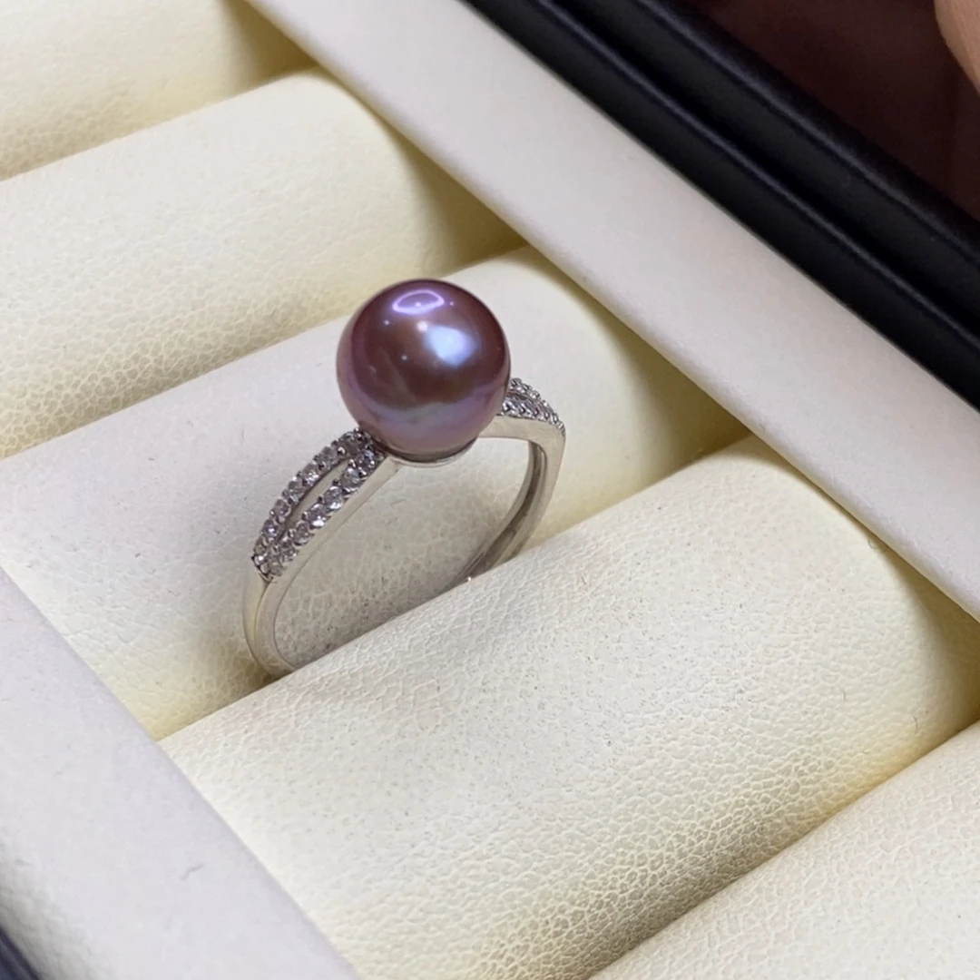 银S925镶嵌戒指淡水珍珠特价微瑕