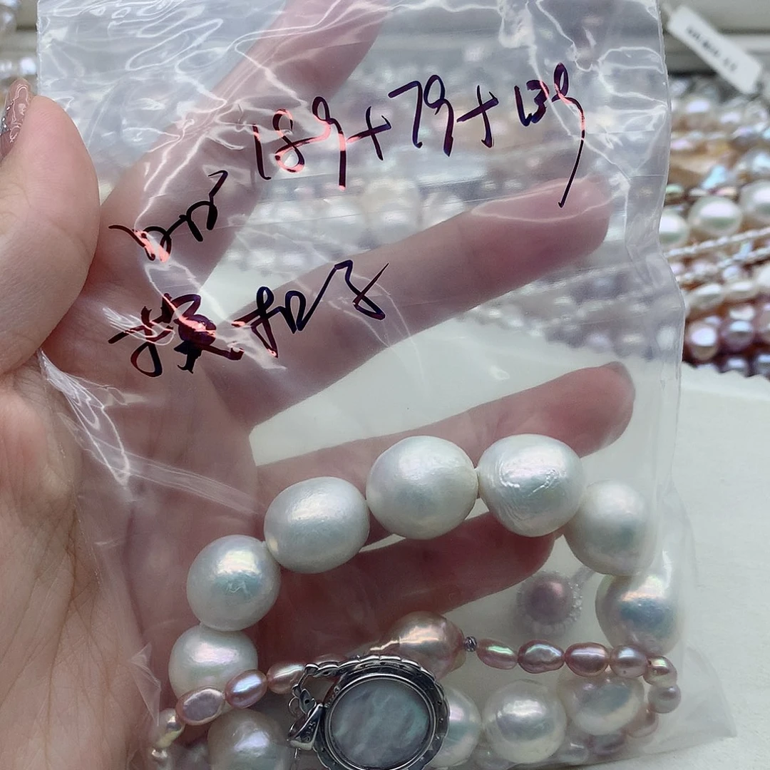 项链银S925镶嵌淡水珍珠