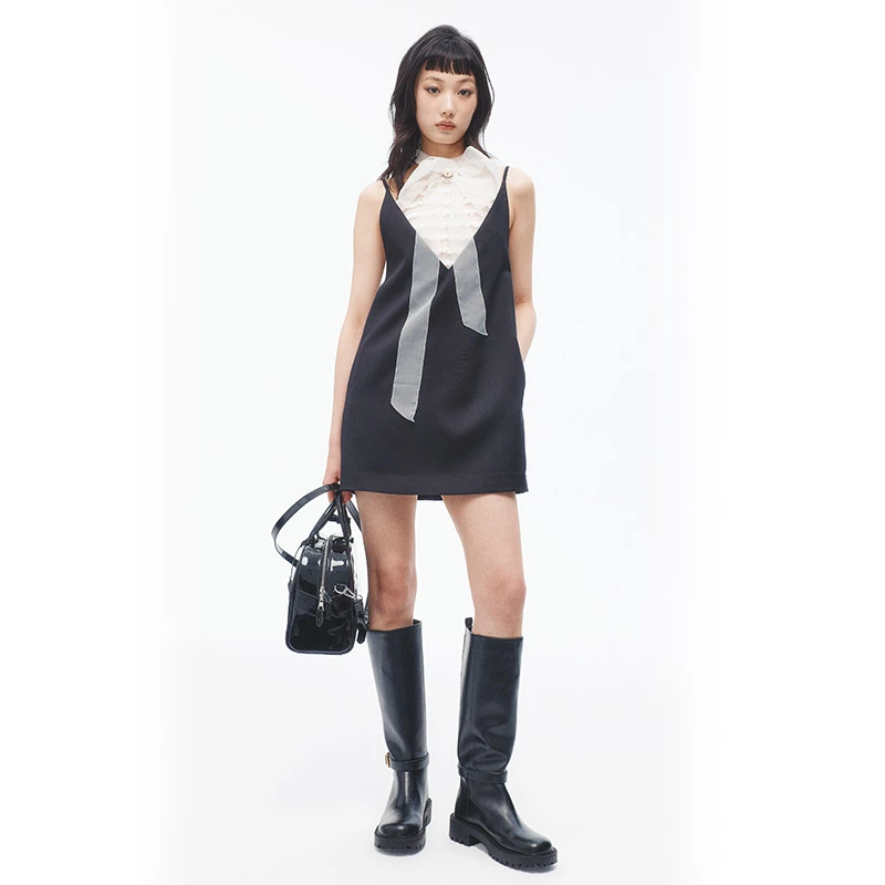 LE FAME/拉飞姆2025夏季新品吊带蕾丝拼接连衣裙女LF25X02SO282