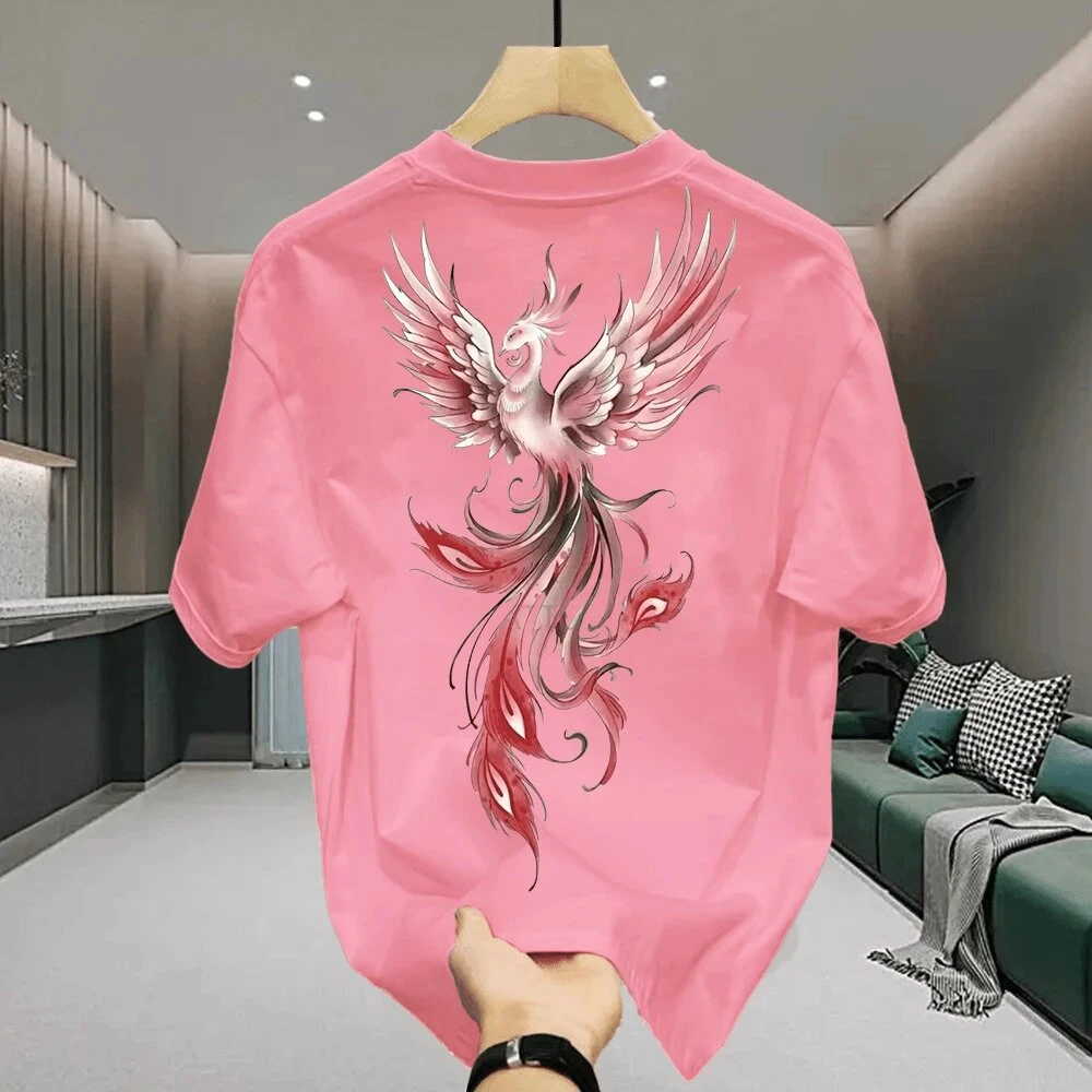 美式痞帅100%纯棉短袖T恤-不死鸟青年男女宽松舒适小清新潮流街头