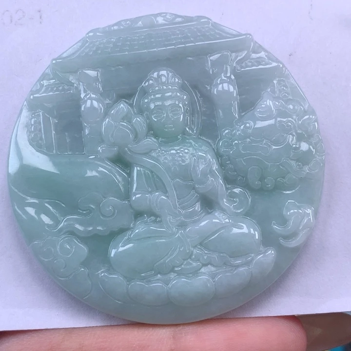 颈饰未镶嵌翡翠文殊菩萨吊坠
