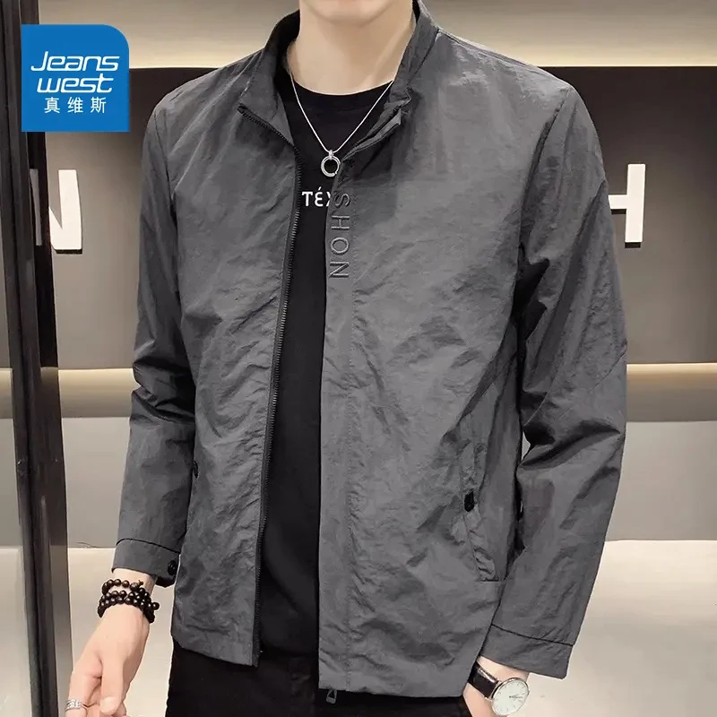 Jeanswest/真维斯休闲男士外套秋冬潮流宽松户外韩版夹克立领上衣