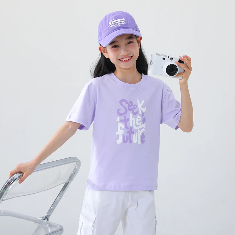 2025夏季新款男女童短袖t恤儿童纯棉上衣童装中大童短袖圆领衫潮