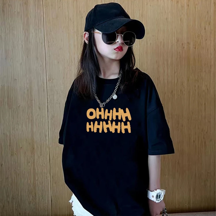 春季女童短袖t恤纯棉上衣2025新款夏季初中生宽松半袖内搭体恤衫