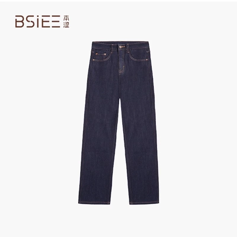 BSiEE本涩牛仔小直筒裤2024年冬季新品通勤百搭复古牛仔裤女经典