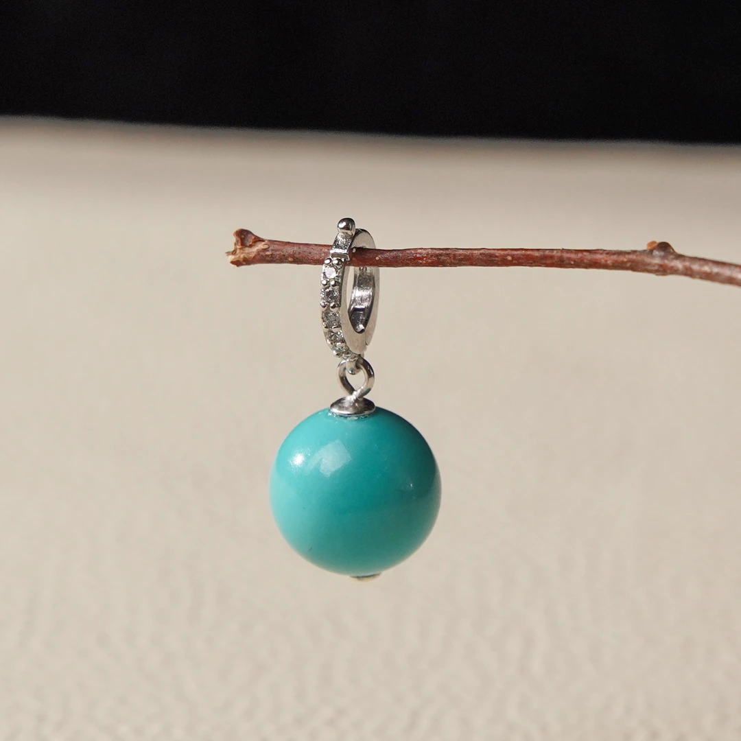 绿松湖北原矿11m925银提溜项链吊坠（活扣）ZB00207