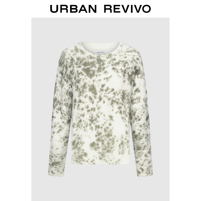 UR2025秋季新款女装潮流不规则晕染毛绒针织衫UYV950064