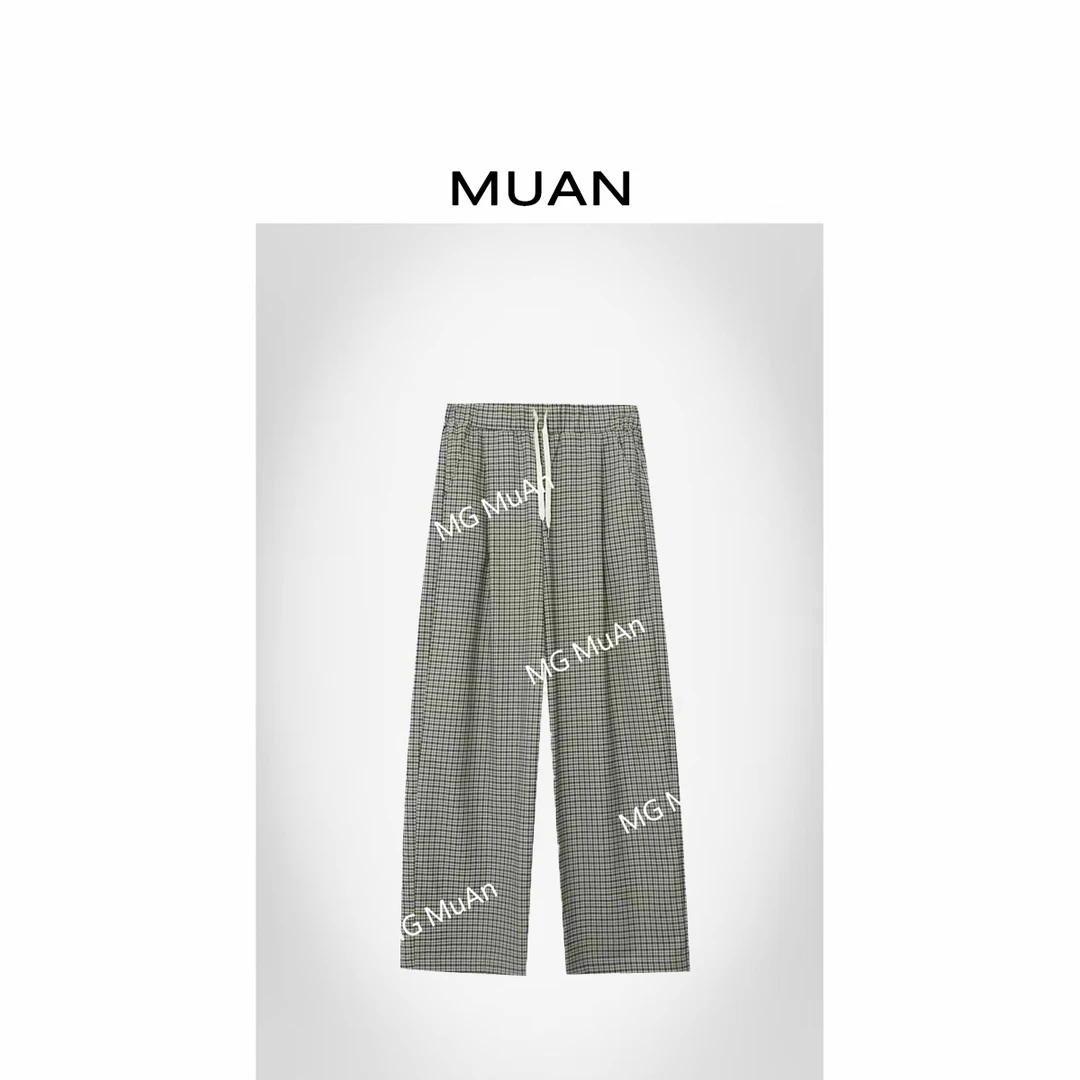 木岸MUAN：《巴恩格子裤》定制宽松百搭宽松格子高级阔腿裤女DS-9142