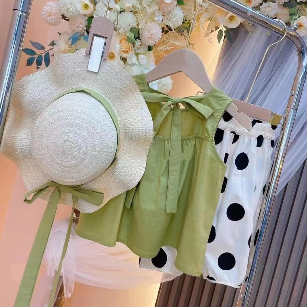 6520【下单送帽子】薄款套头儿灯笼裤套装甜美童装时尚婴儿夏季套装