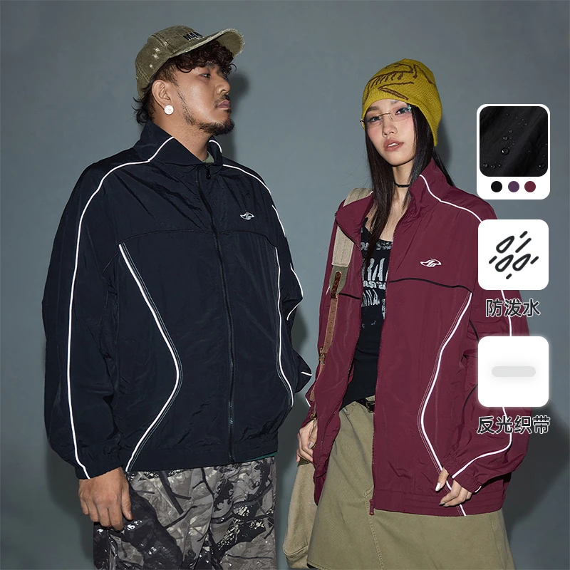 NMAX大码潮牌男装25年防泼水夹克潮感帅气反光线条拼接外套FNW005