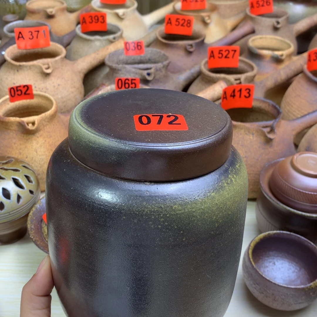 $**光柴烧茶叶罐17cm高一物一拍