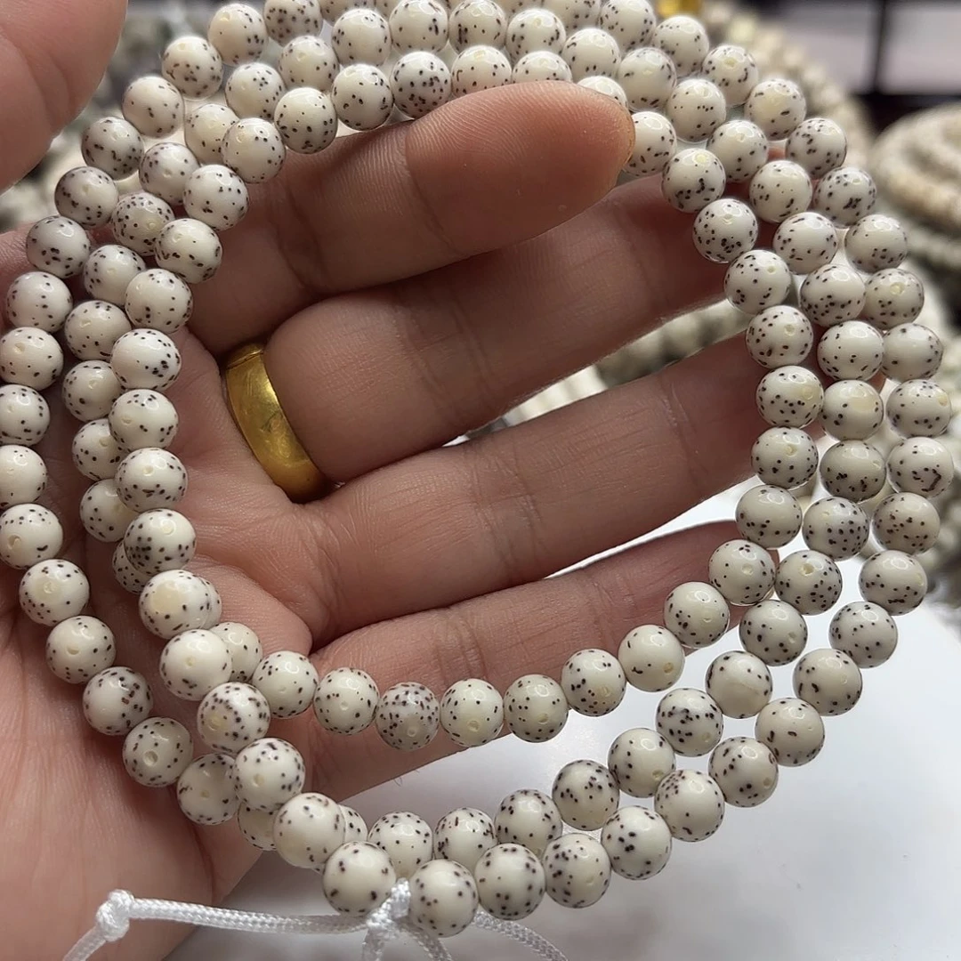星月菩提手串7龙蛋骨瓷白大留白