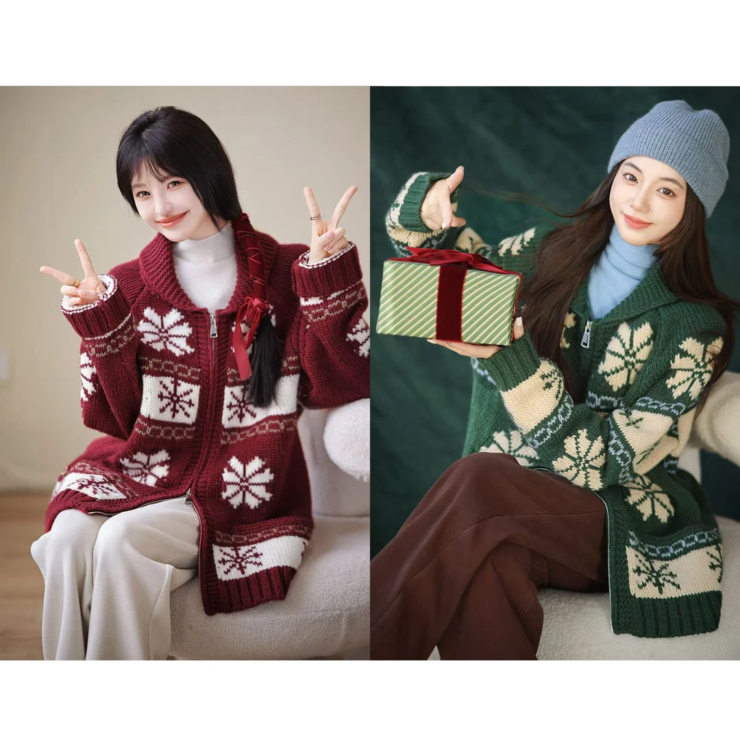 【赵大喜】圣诞树大开衫 | 肤感羊毛/定制费尔岛提花