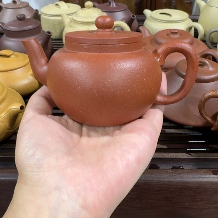 茶壶紫砂95纯红降半手工