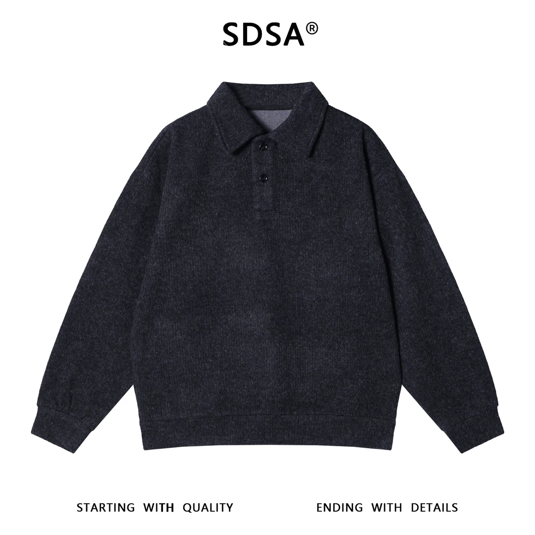 SDSA男士秋冬新款痞帅男装韩版纯色polo领针织卫衣百搭宽松上衣