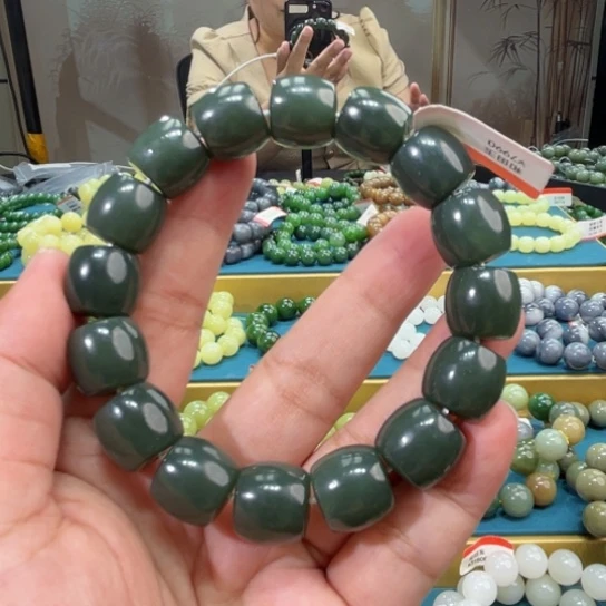手链未镶嵌和田玉纯天然新疆且末蓝卡14直切