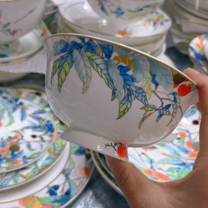 瓷片荔枝高脚腕六个4.5寸