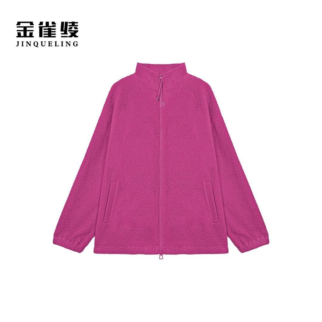 金雀绫【彩茸茸】纯色宽松立领百搭保暖加宽加大外套SZA4TL778