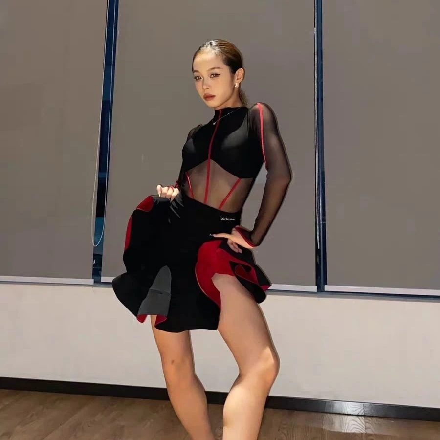 新款露背秋冬拉丁舞专用服摩登舞舞蹈服练功高级套装JNY019
