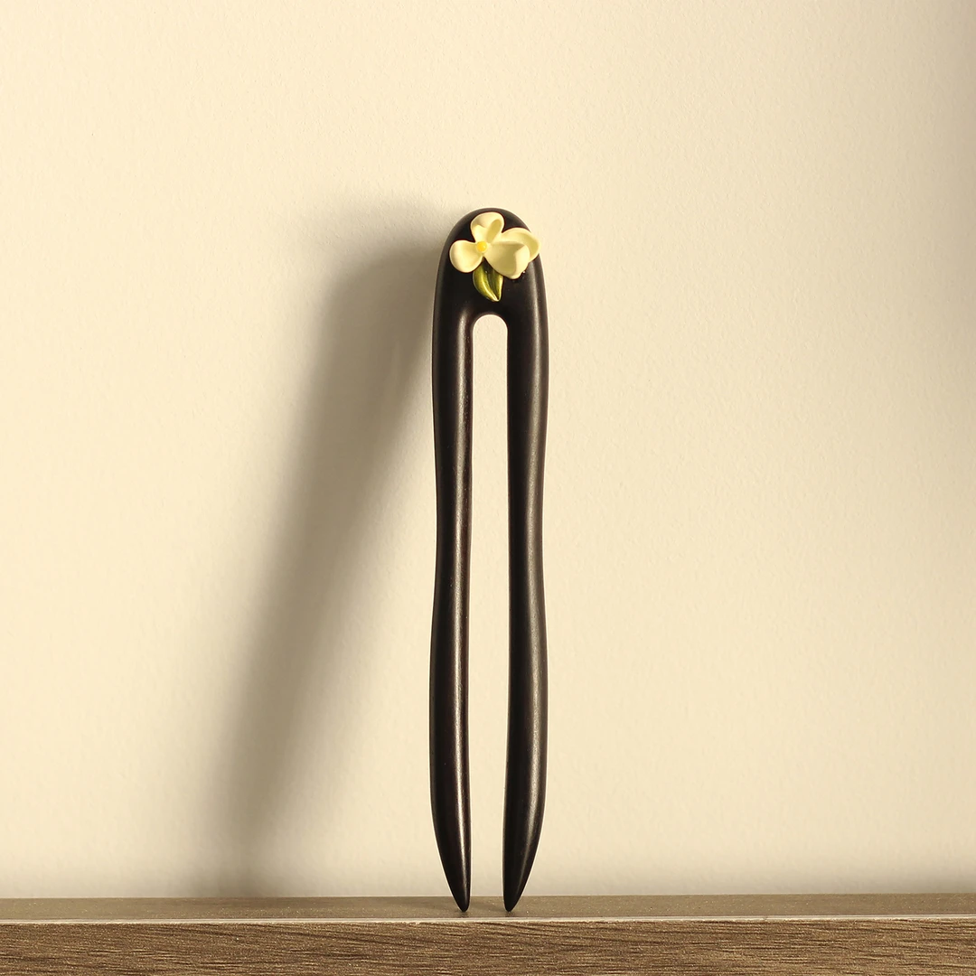 古风栀子花U型高级感发簪子简约古风日常盘发女汉服旗袍配饰神棍