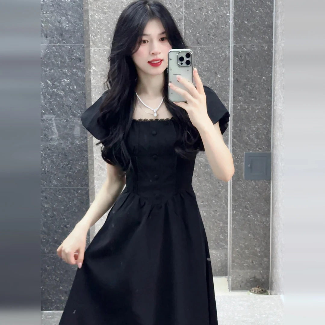 夏季2025年新款女收腰连衣裙小个子掐腰法式赫本风绝美超好看温柔