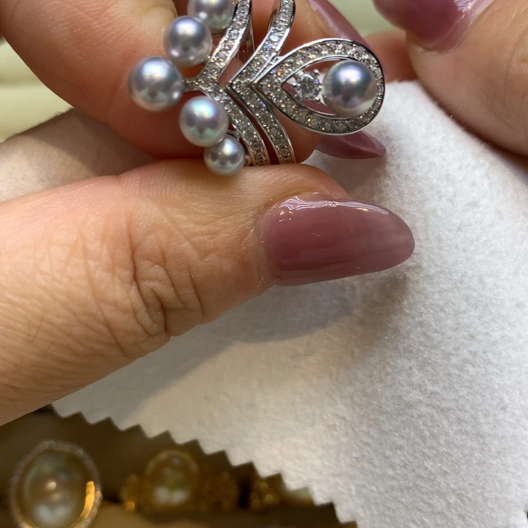 银S925镶嵌戒指海水珍珠