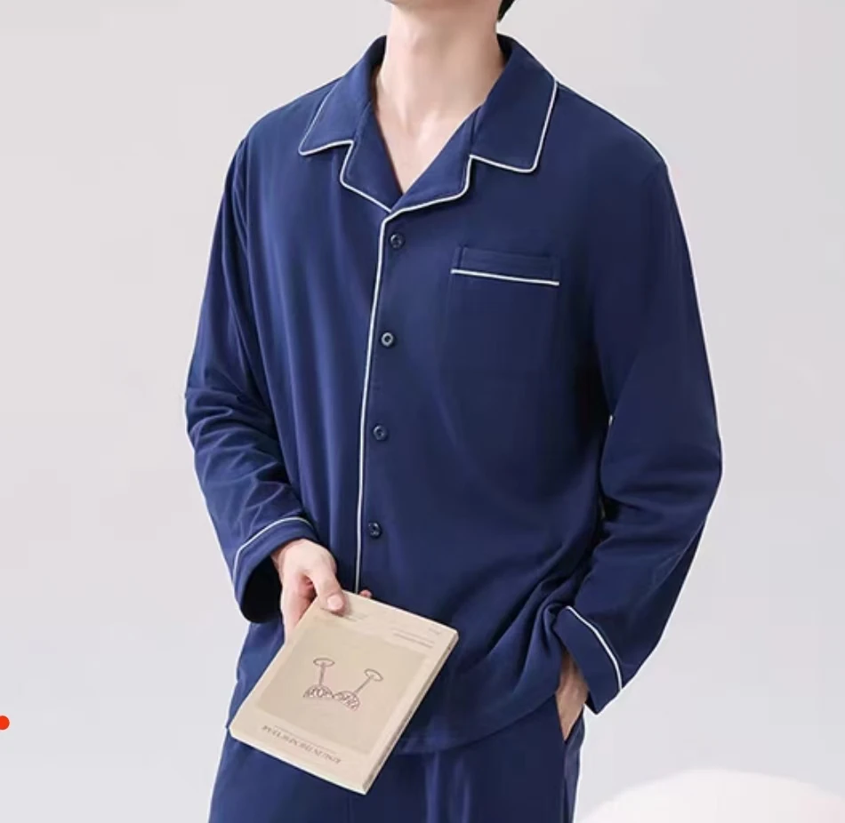 男士睡衣冬季保暖高级感可外穿家居服套装新款简约Y055