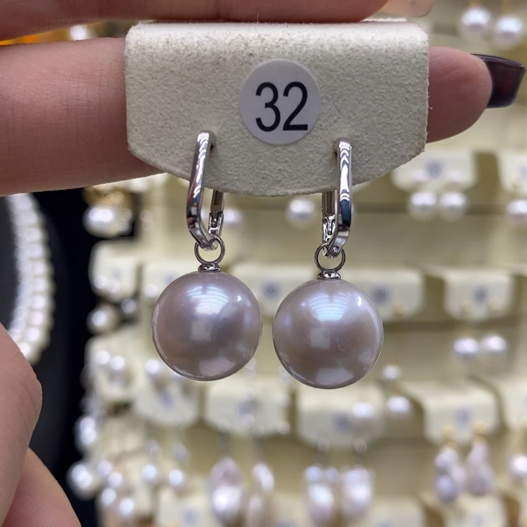 银S925镶嵌淡水珍珠耳饰