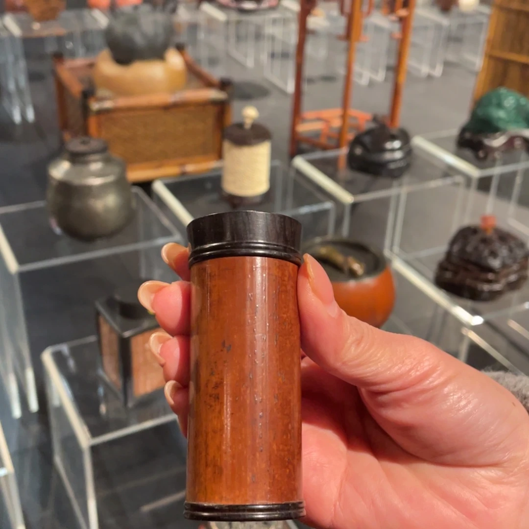 紫砂纯手工制作老煤竹牙签筒