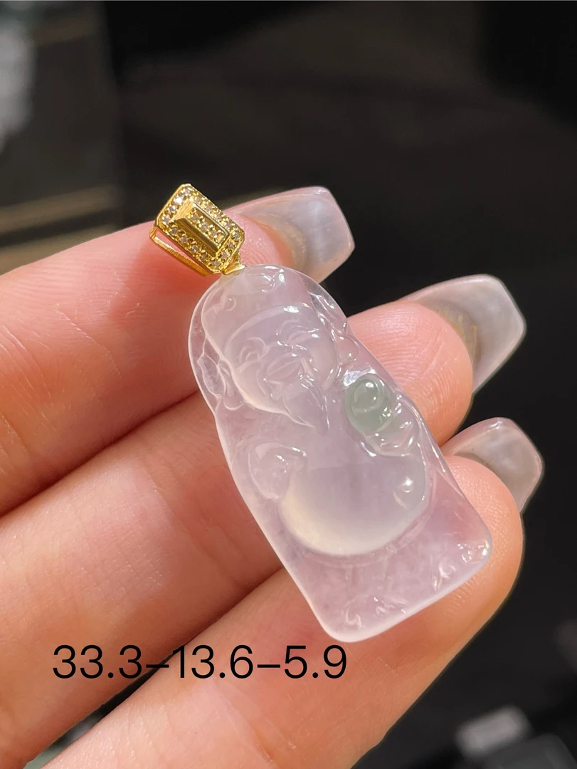 自家档口货品实拍 冰胶飘绿财神 豪镶扣头种水好招财进宝挂件
