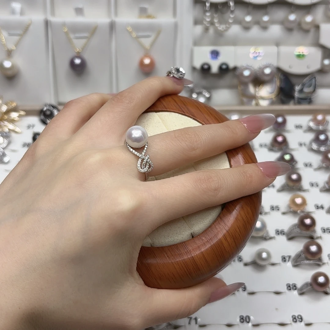 淡***熏银S925镶嵌戒指淡水珍珠