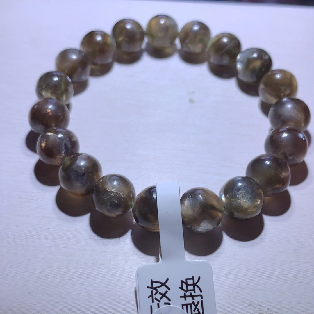 水晶银S925镶嵌手串黑金祖母10.6m