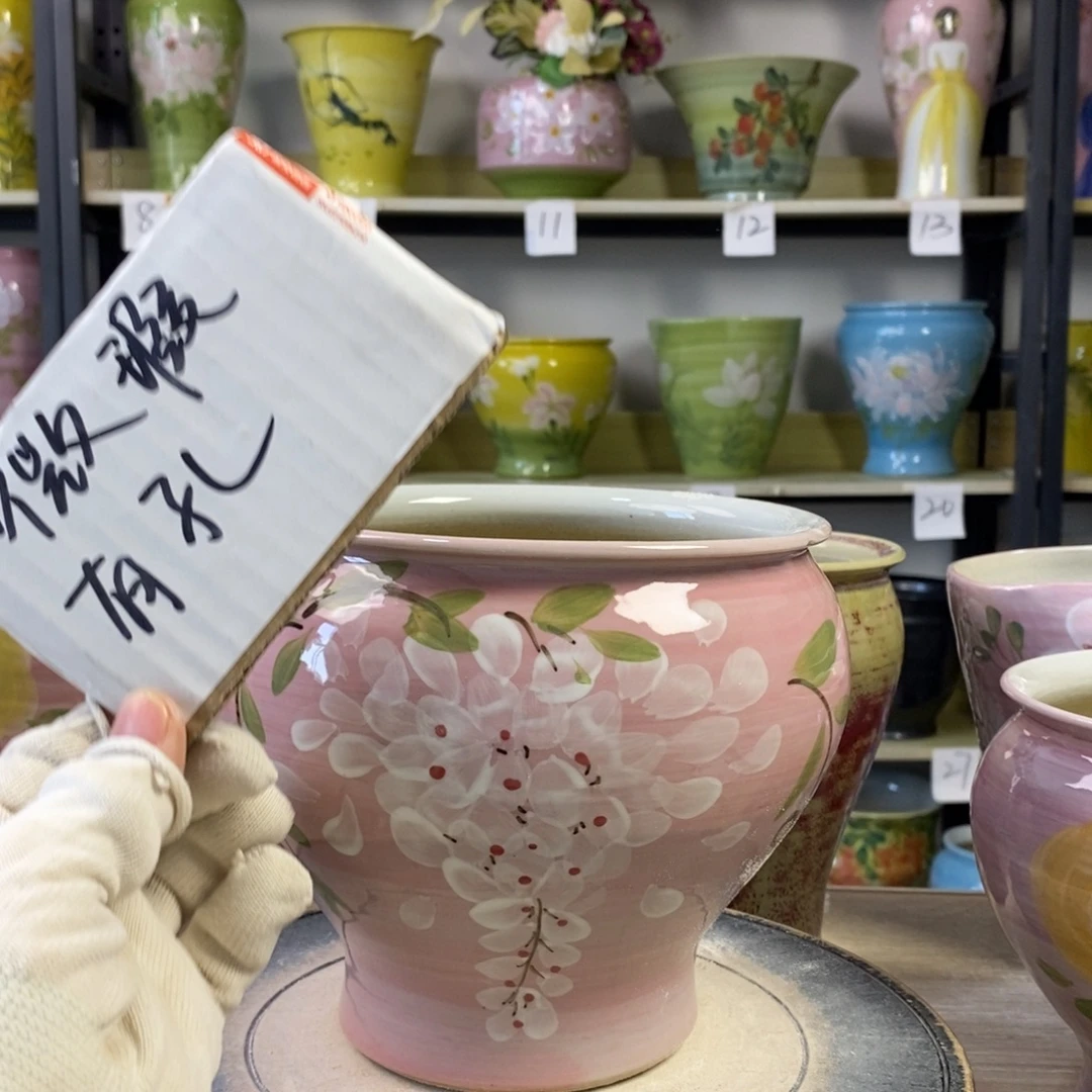 景德镇手工手绘陶瓷花盆