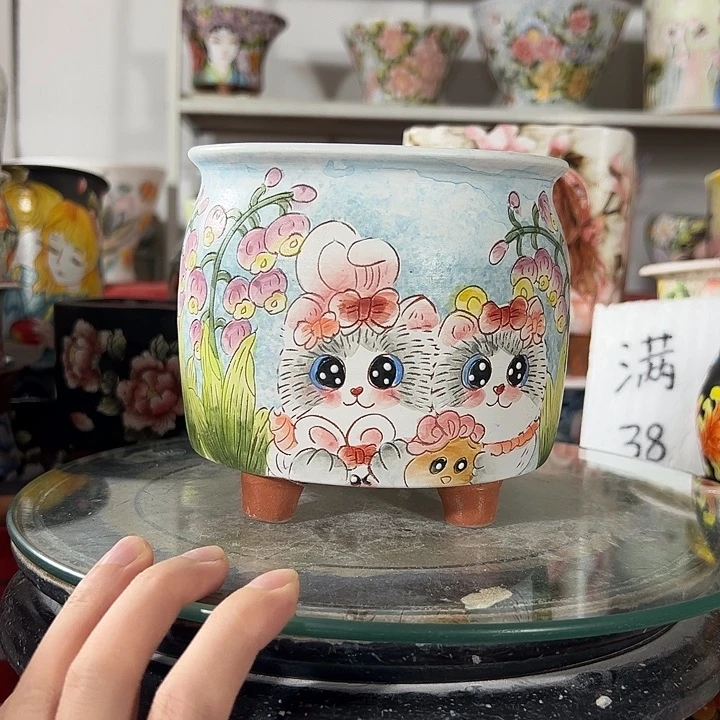 景德镇手绘花盆幸运花盆