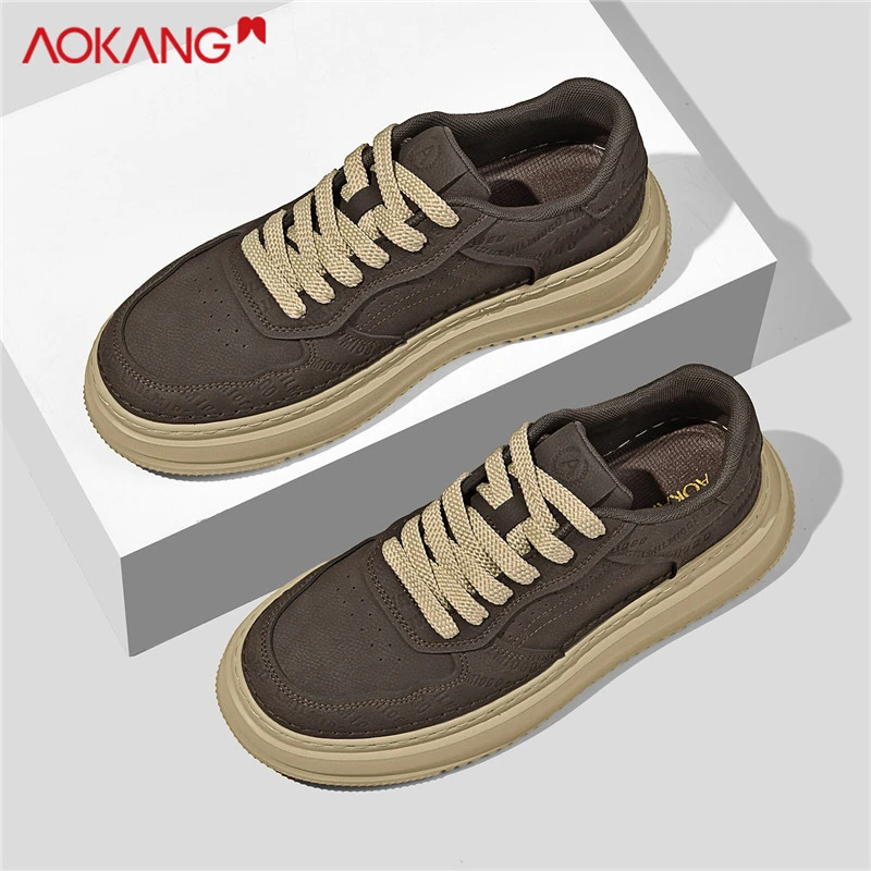 Aokang/奥康官方旗舰官网正品男鞋冬季板鞋轻奢鞋子增高工装潮鞋