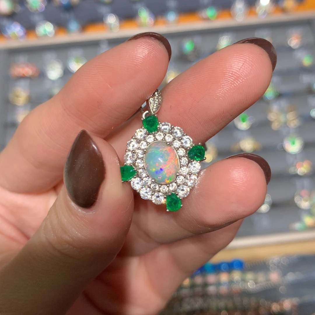 银S925镶嵌欧泊吊坠t