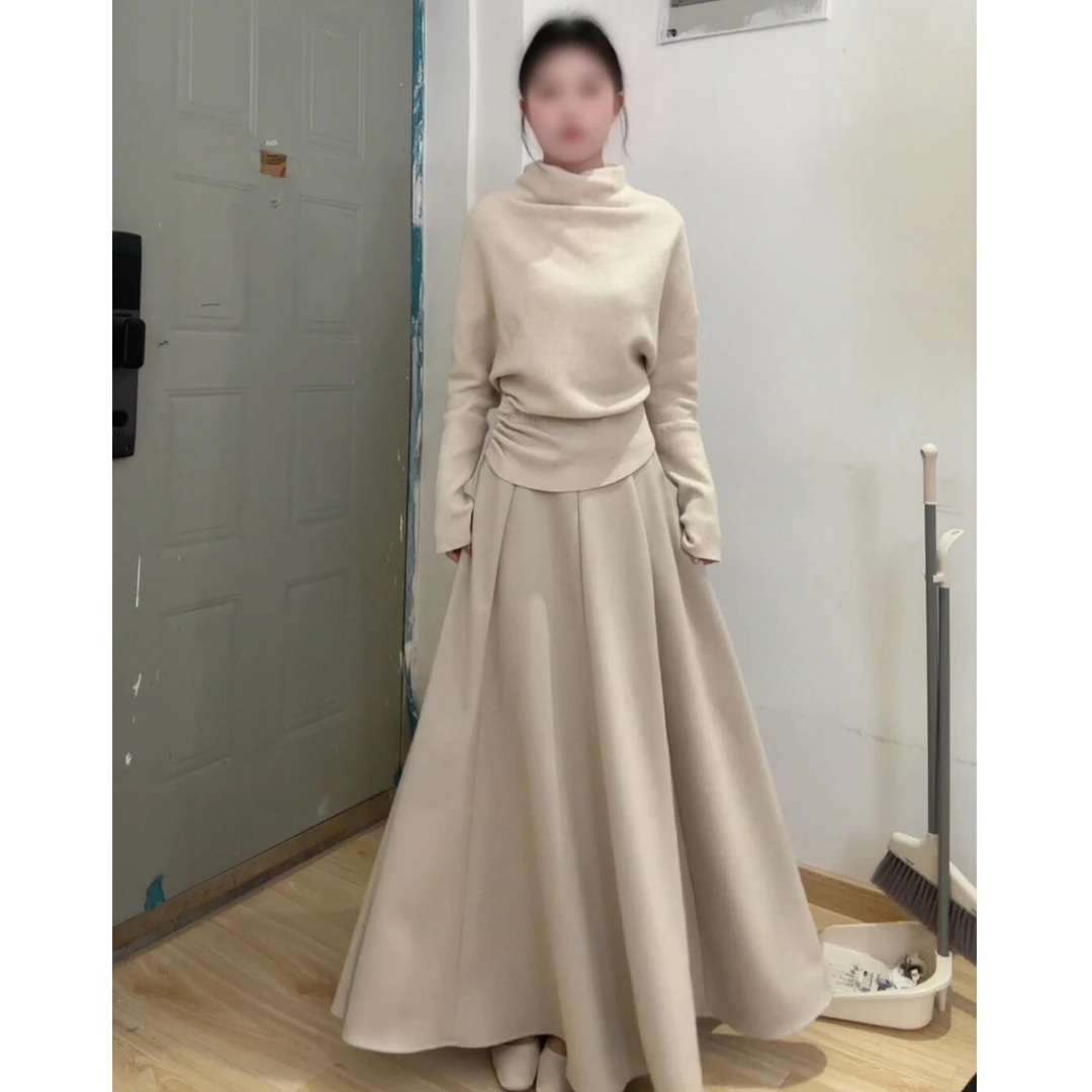 法式高级感针织连衣裙子女秋冬季2026新款巨好看穿搭一整套装长裙