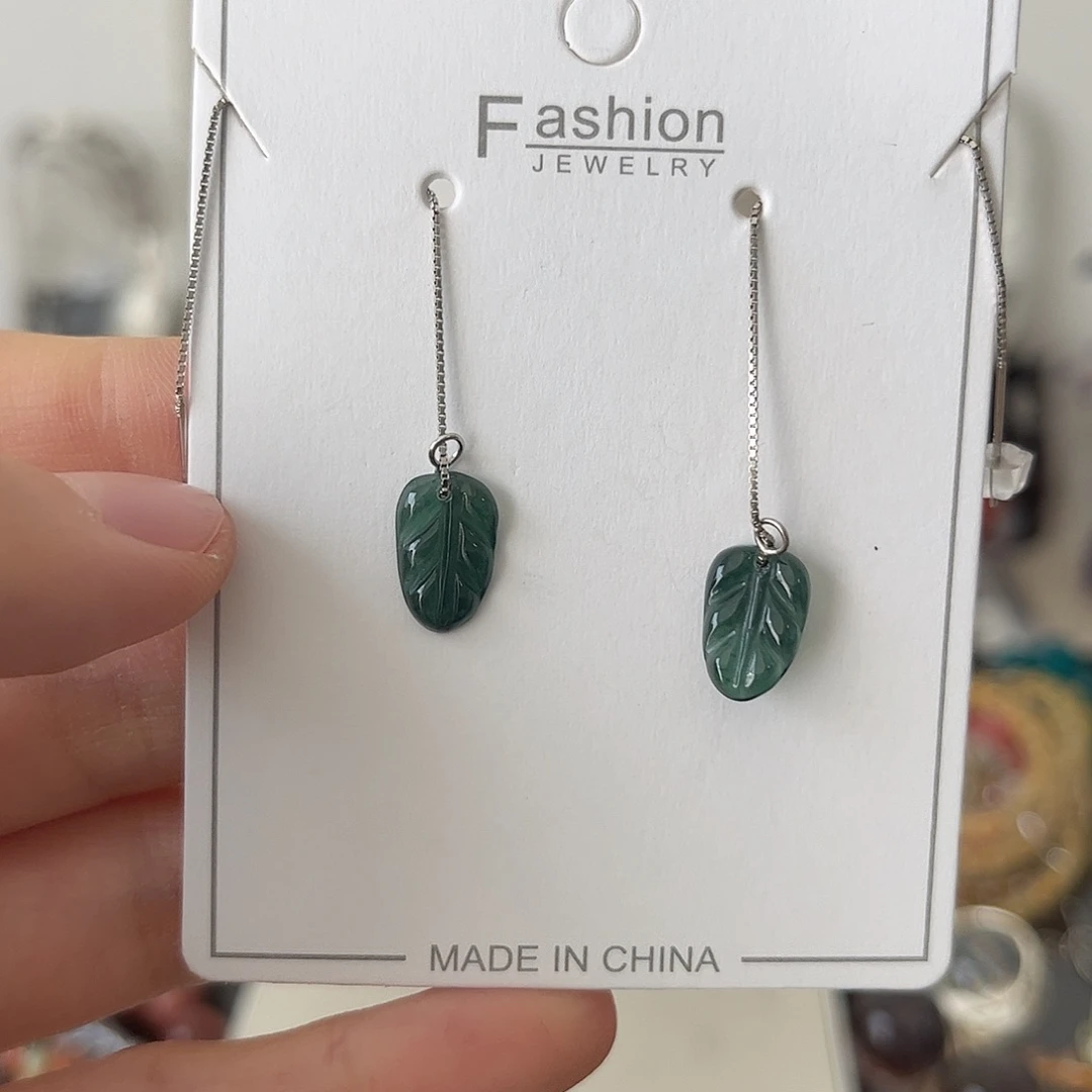 翡翠银S925镶嵌耳饰矿坑