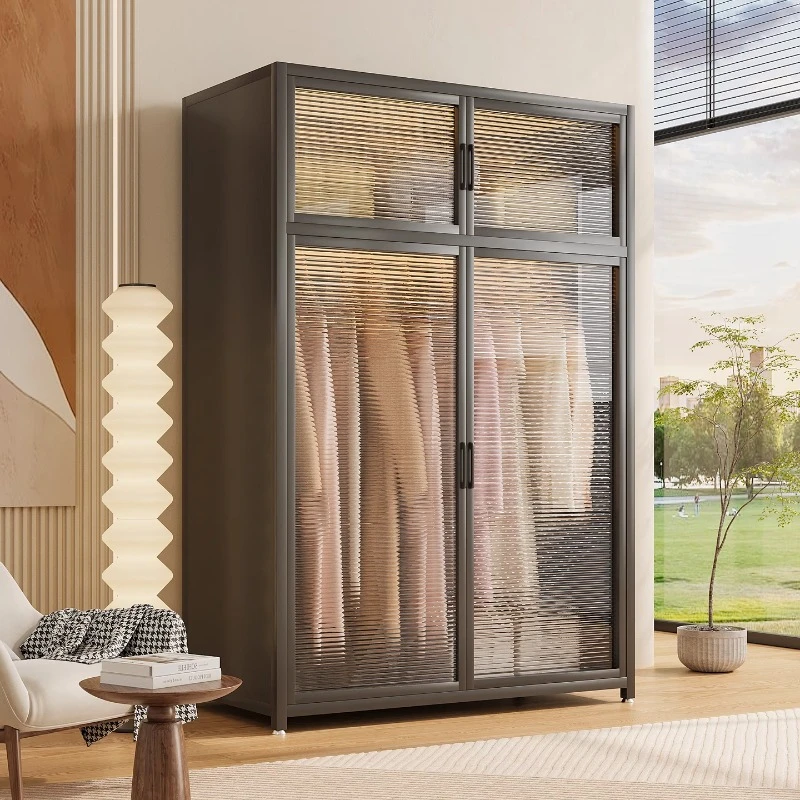 衣柜家用卧室简易组装出租房用钢制衣橱铁皮金属小型挂衣收纳柜子