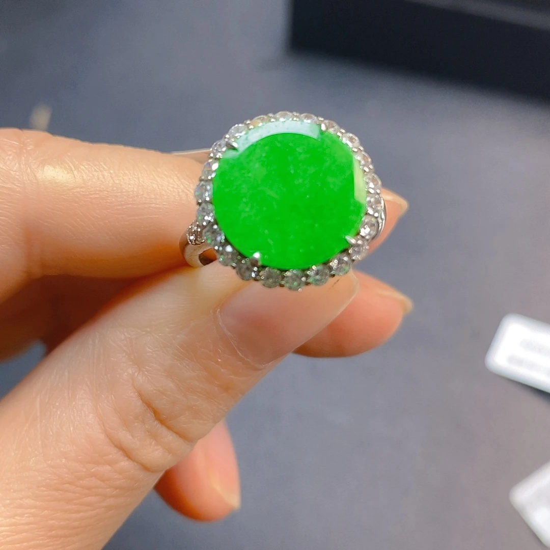 翡翠银S925镶嵌戒指