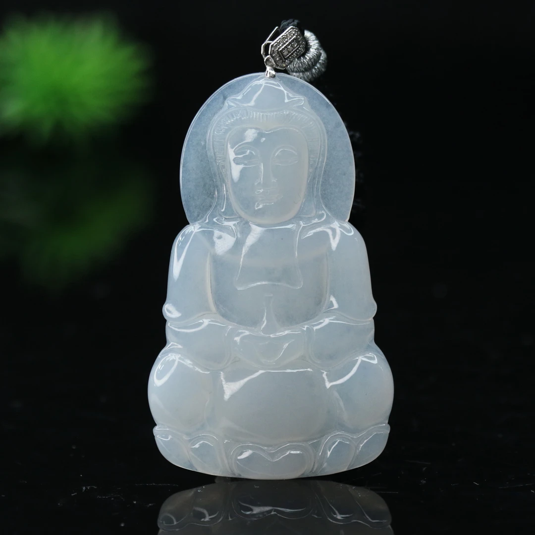 lot25天然缅甸翡翠A货观音牌/900068/保利厦门拍卖