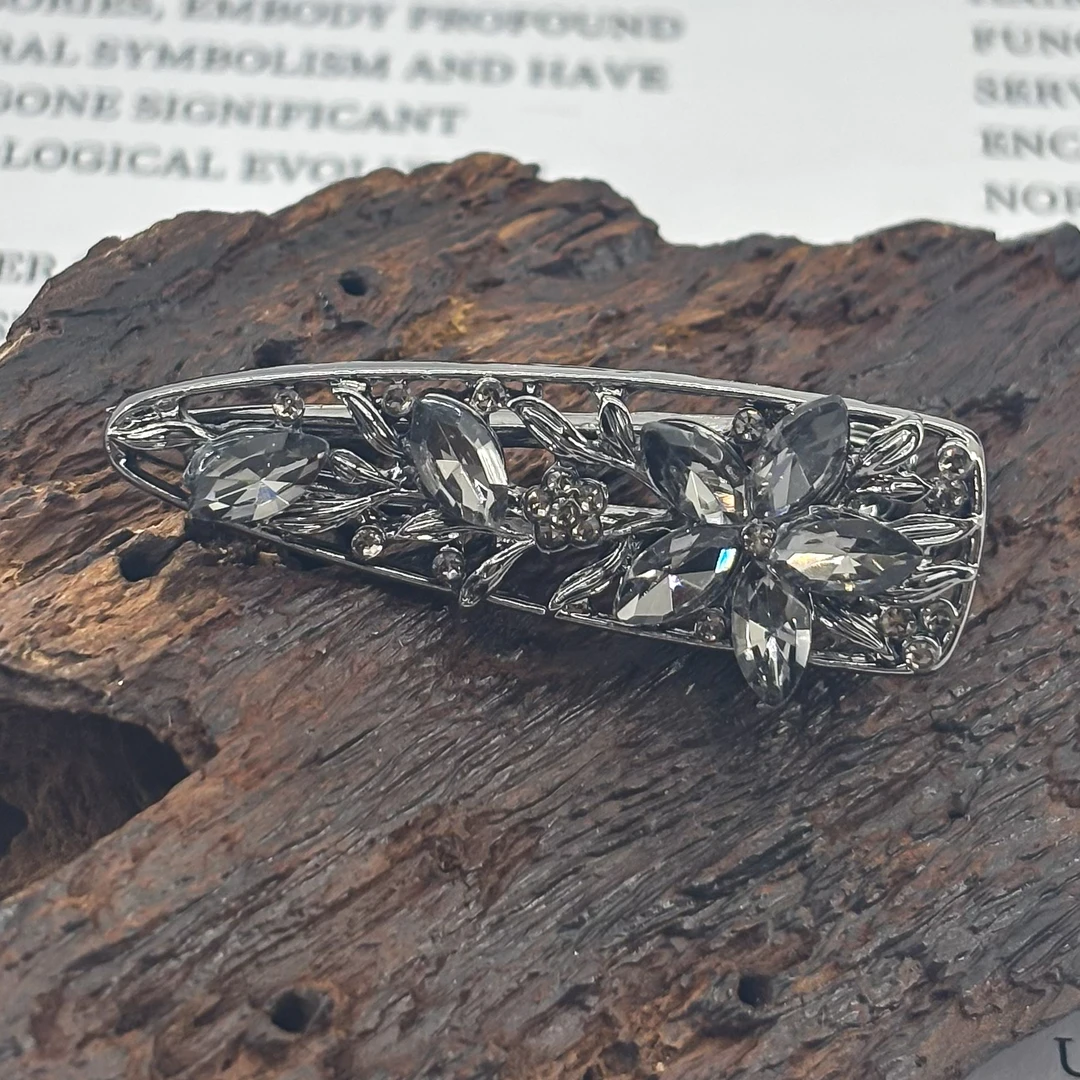 【HP·轻奢】黑色花朵压夹 4.5CM-1007