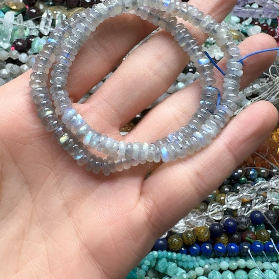 玛瑙/玉髓合金珠宝半成品一条6mm灰月光算盘手串