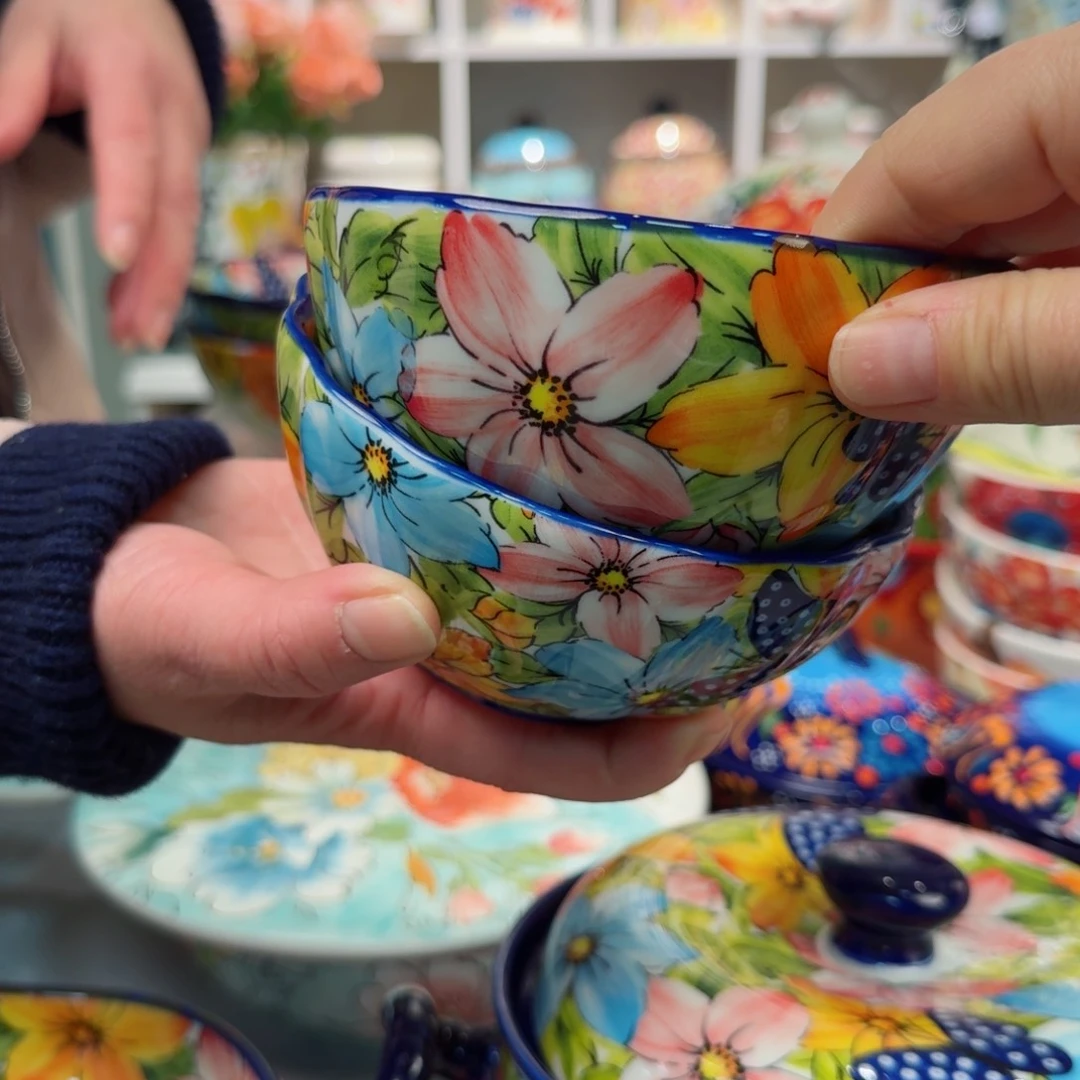 瓷5英寸水仙花饭碗2只