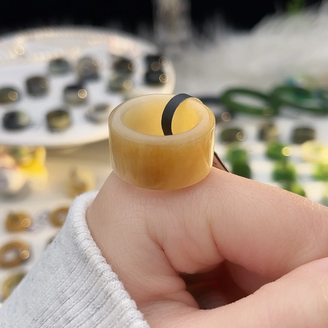 和田玉未镶嵌戒指k4一口糖直切15.3mm