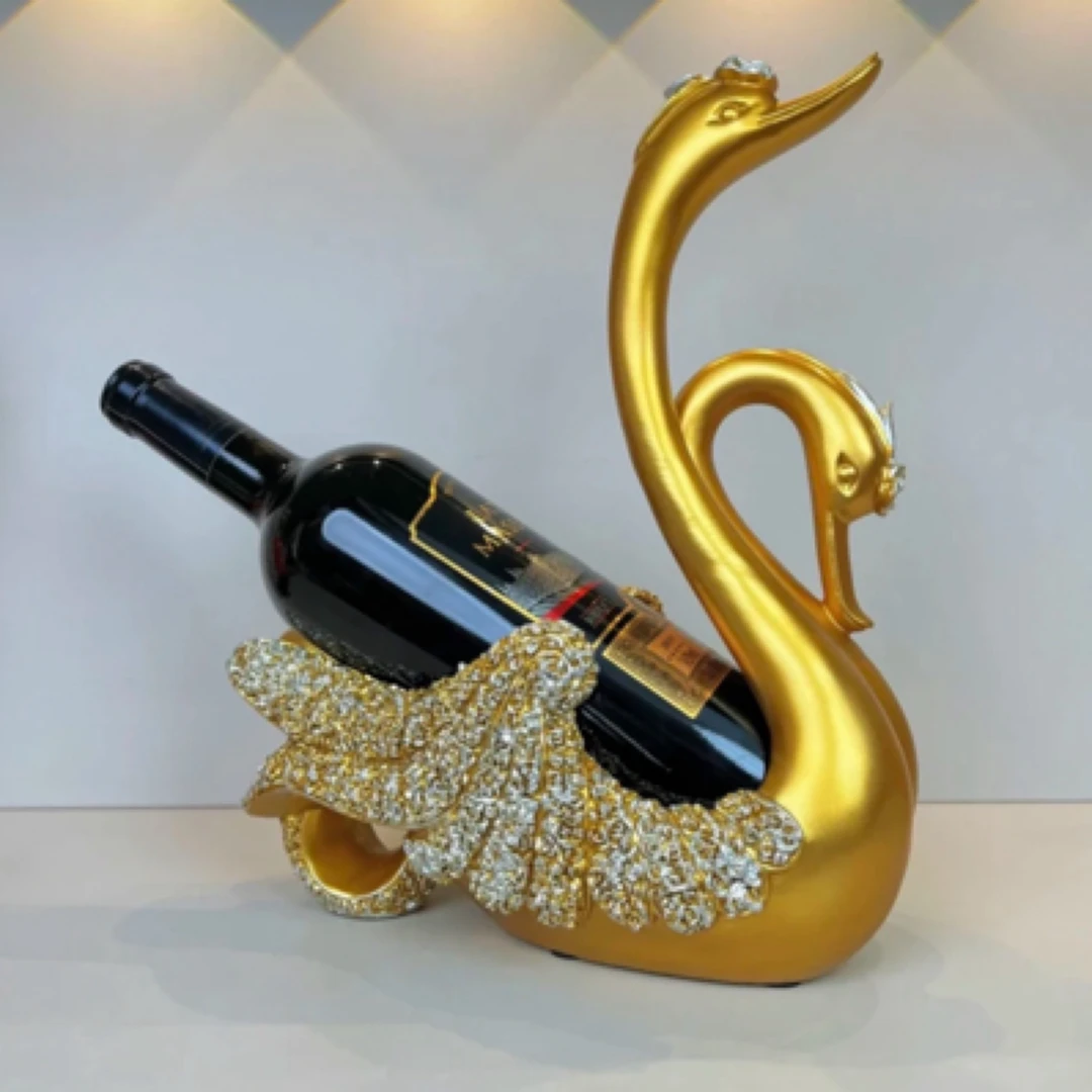 创意现代情侣天鹅摆件红酒架玄关欧式客厅家居酒柜装饰品轻奢高档