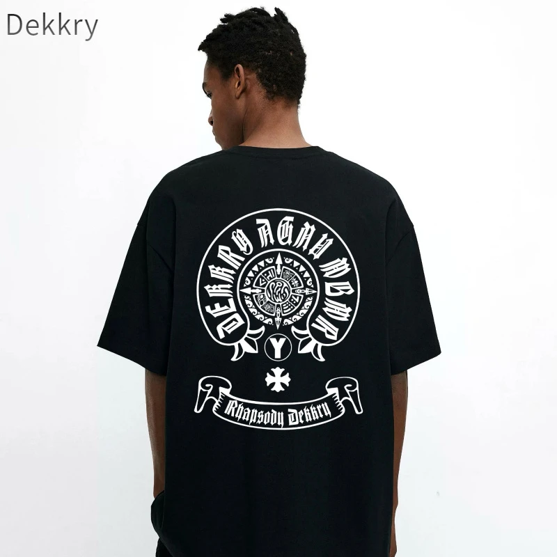 Dekkry美式休闲金属短袖T恤上衣长袖春夏情侣时尚印花简约复古