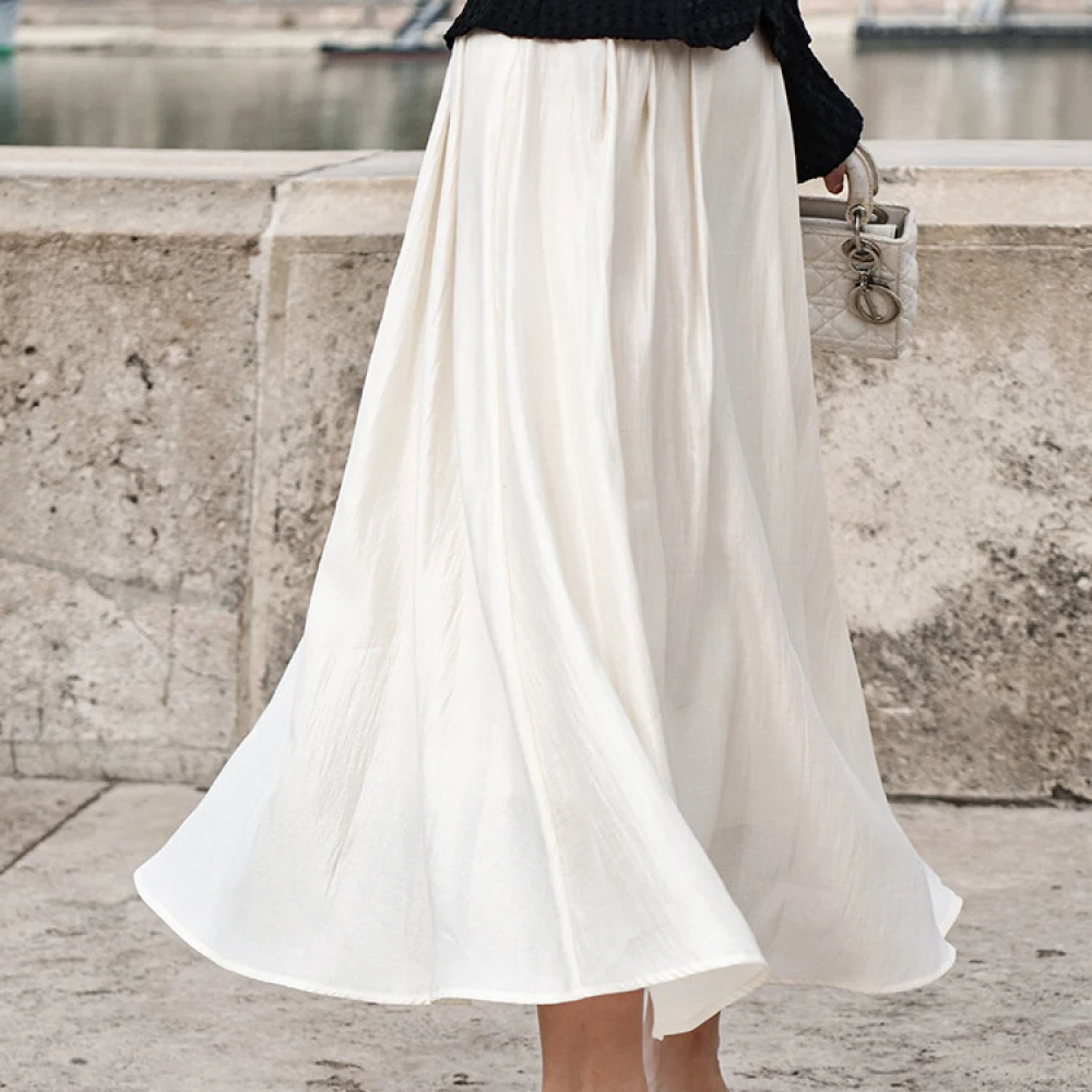 ERINA姨太太原创微胖 30%醋酸细闪流光半身裙简约仙气A字裙胖mm