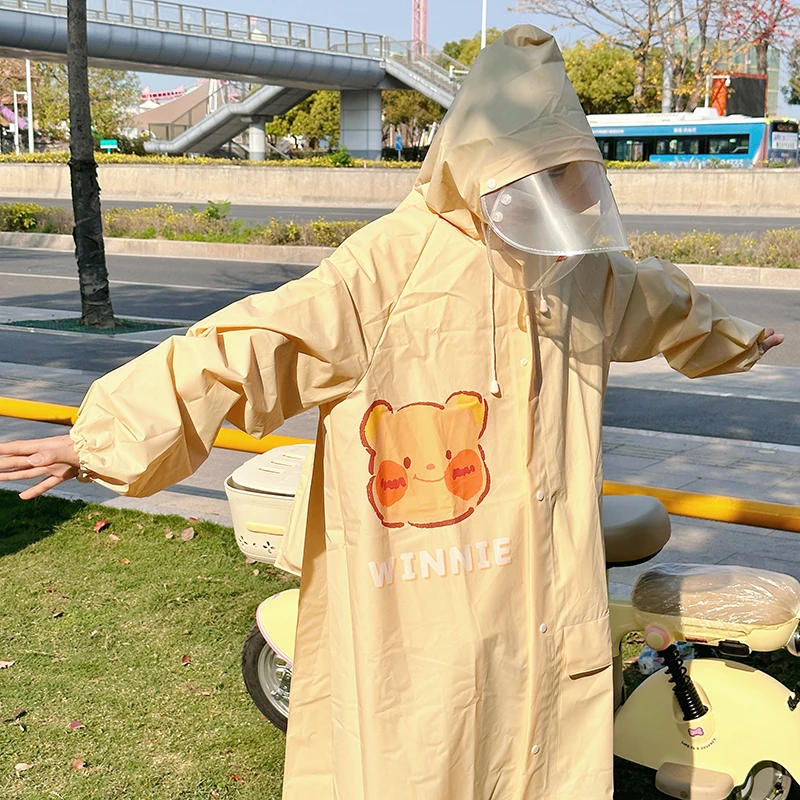 黄油小熊雨雨衣电动车加厚人车骑行人车分离帽檐女款高颜值可爱