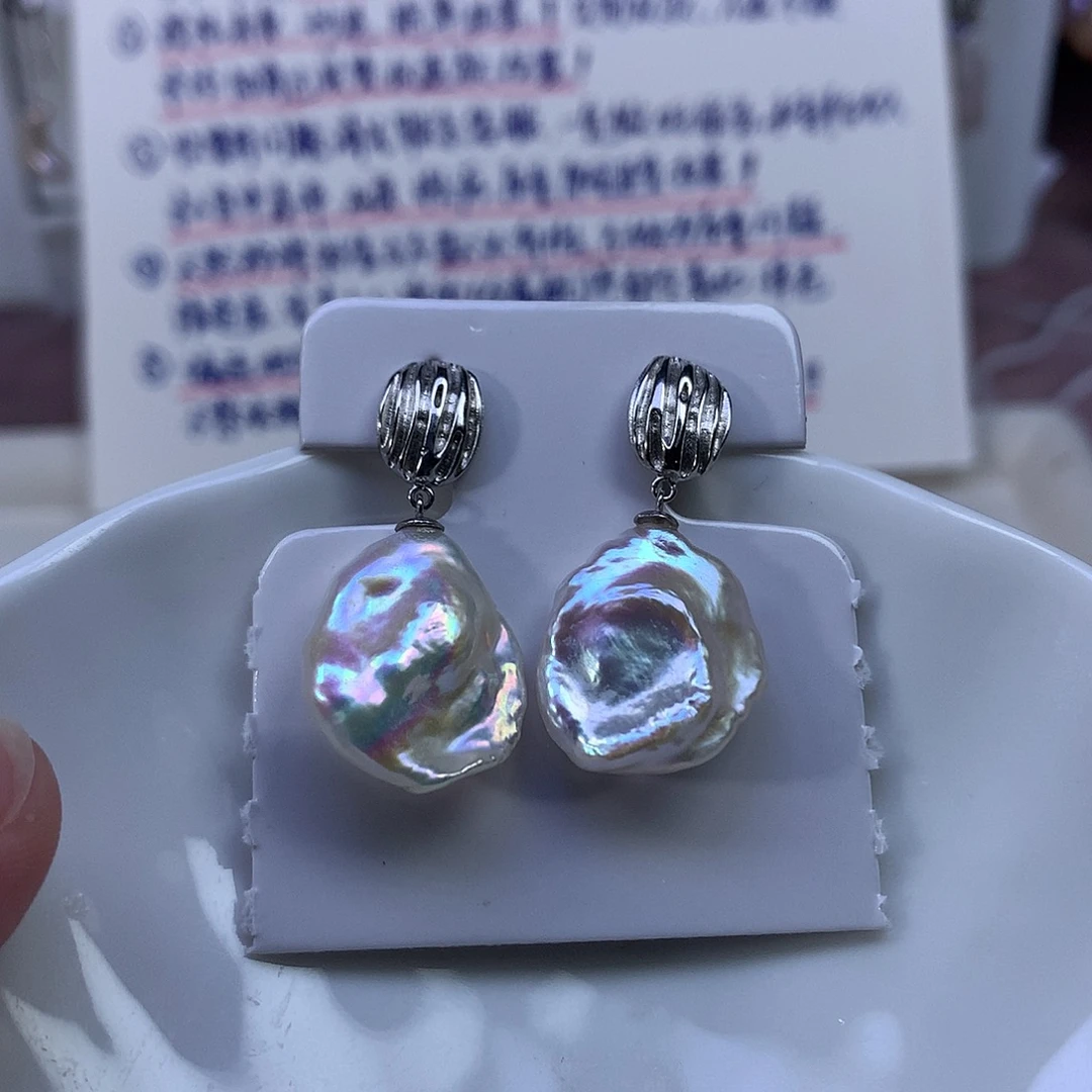 淡水珍珠银S925镶嵌耳饰特价4724